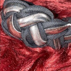 Silver tone black twist fashion  bracelet